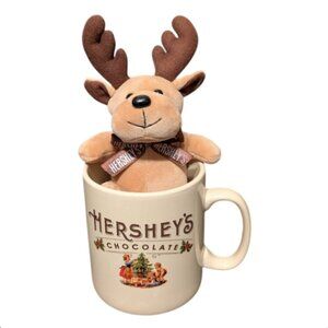 Hershey's Chocolate‎ Large Christmas Tree Mug 32oz with Stuffed Reindeer